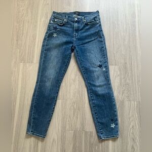 7 for all mankind ankle skinny stitch star jeans size 28